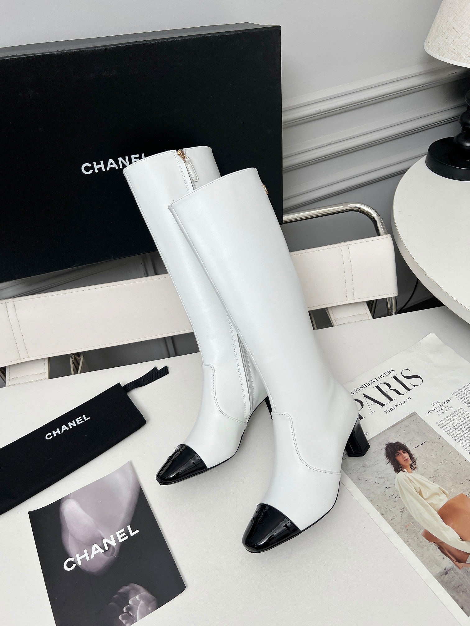 High-Heel Leather Knee-High Boots