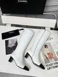 High-Heel Leather Knee-High Boots
