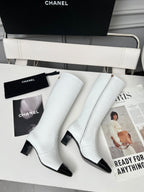 High-Heel Leather Knee-High Boots