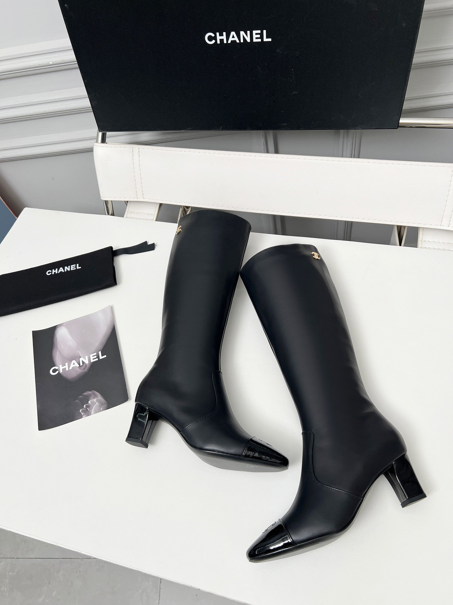 High-Heel Leather Knee-High Boots