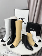 High-Heel Leather Knee-High Boots