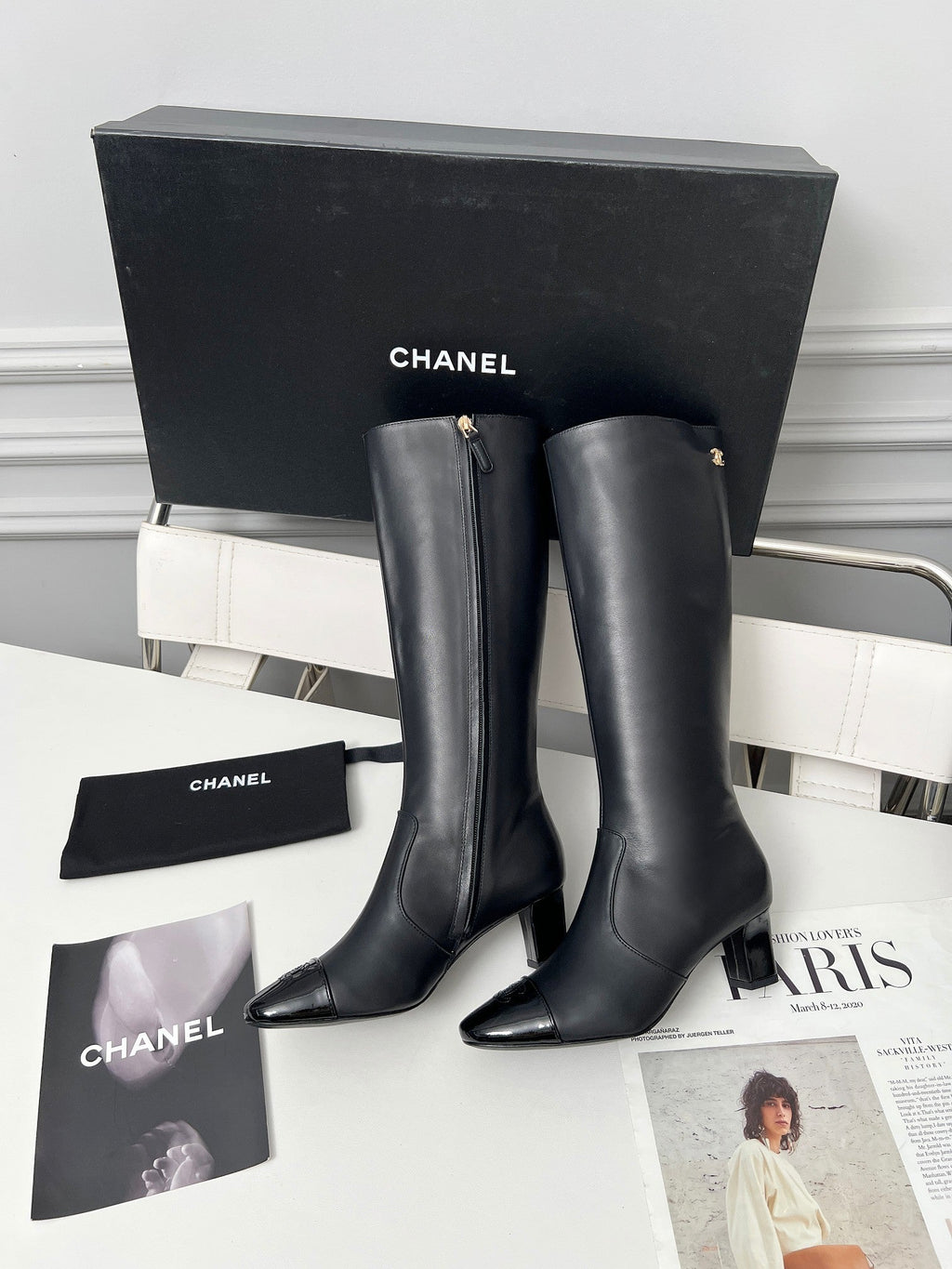High-Heel Leather Knee-High Boots