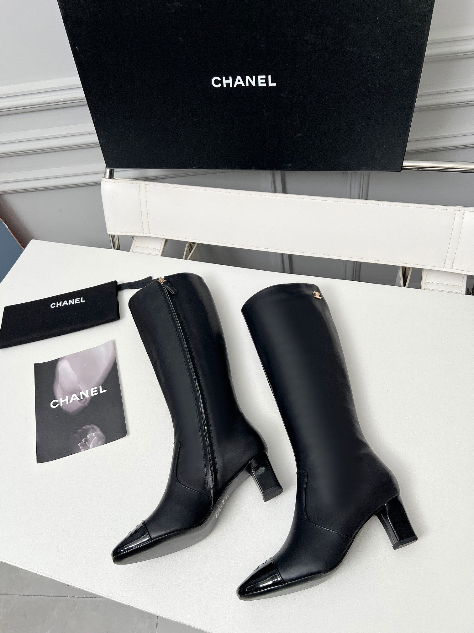 High-Heel Leather Knee-High Boots