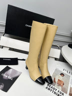 High-Heel Leather Knee-High Boots
