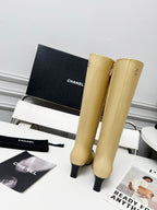 High-Heel Leather Knee-High Boots