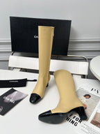 High-Heel Leather Knee-High Boots