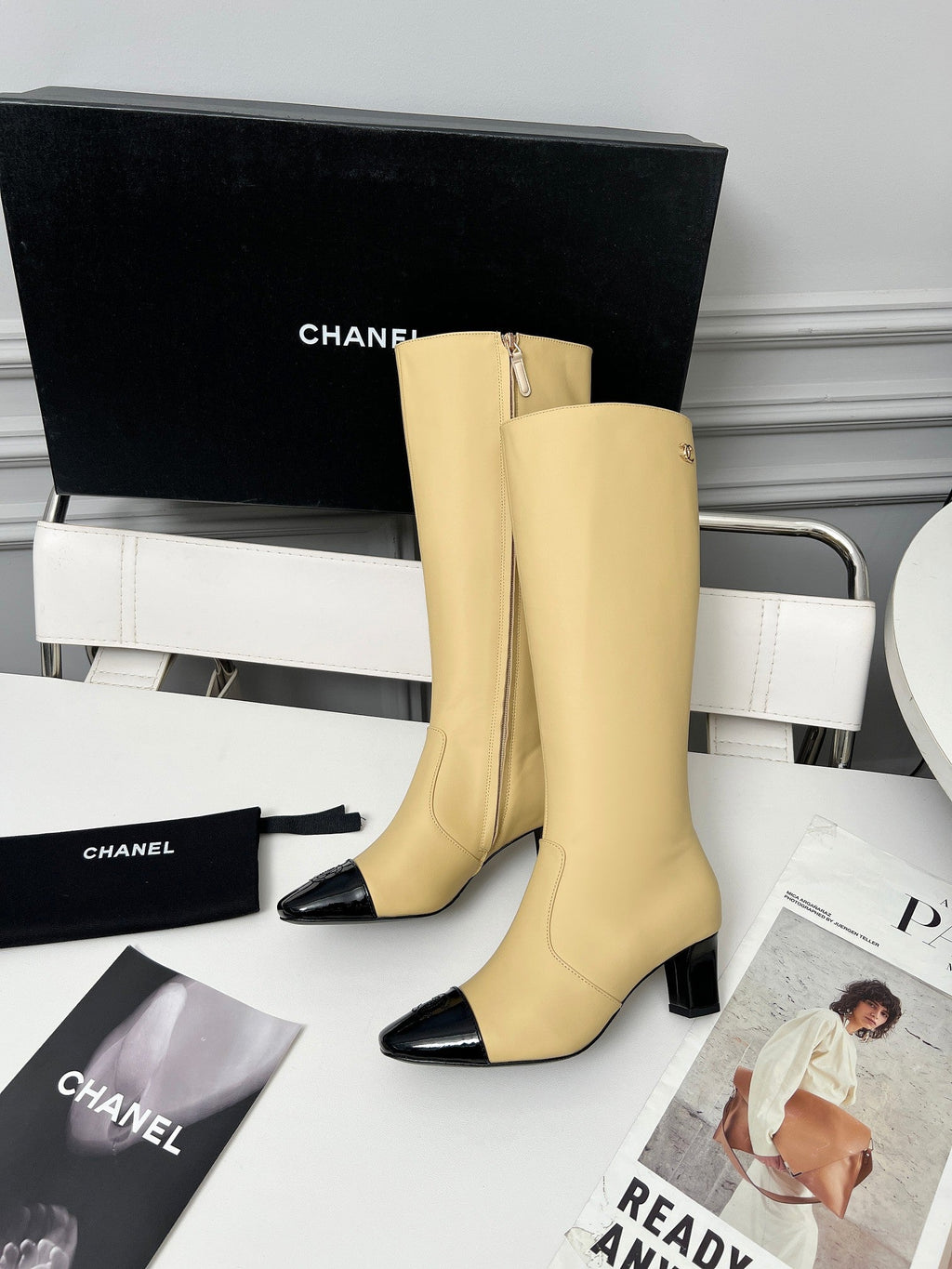 High-Heel Leather Knee-High Boots