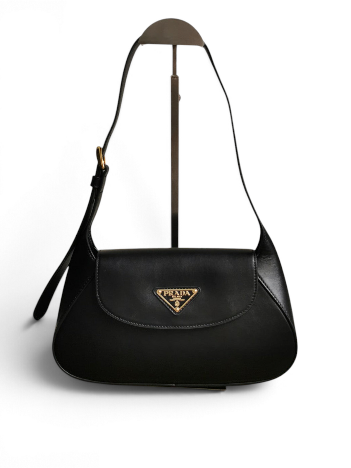 Moon Leather Flap Shoulder Bag - Black - View 1