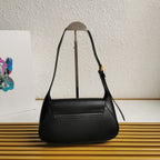 Moon Leather Flap Shoulder Bag - Black - View 9