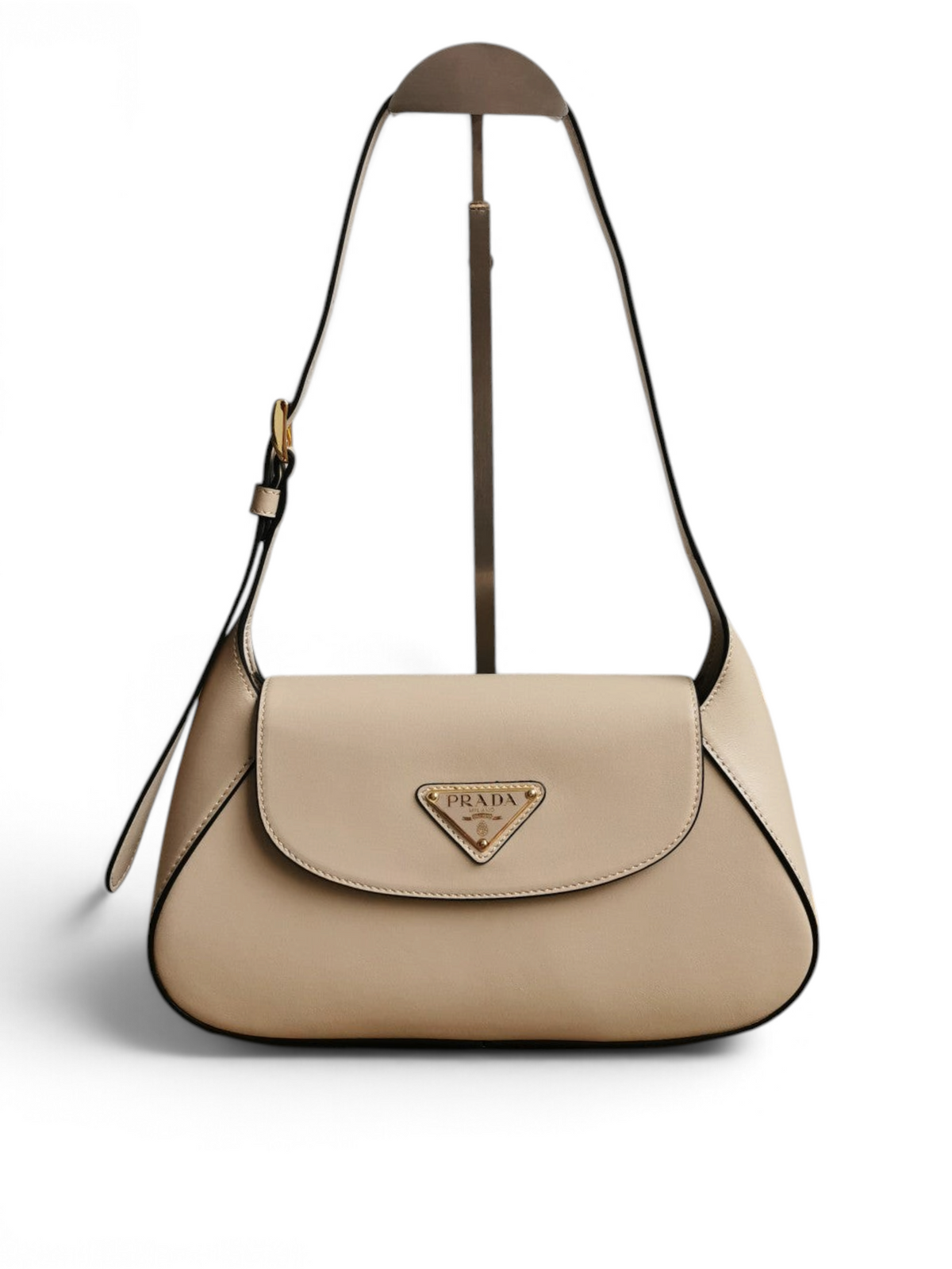 Moon Leather Flap Shoulder Bag - Pumice Grey - View 1