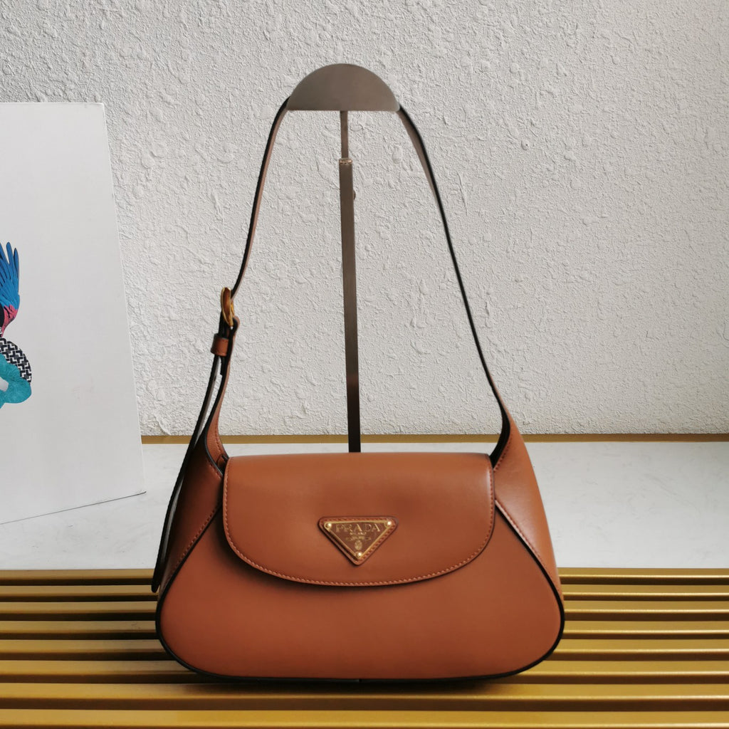 Moon Leather Flap Shoulder Bag - Caramel - View 1