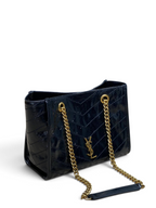 Saint Laurent Niki Small Shopping Bag in Black Waxed calfskin Leather - Detail View 2