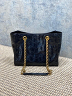 Saint Laurent Niki Small Shopping Bag in Black Waxed calfskin Leather - Detail View 3