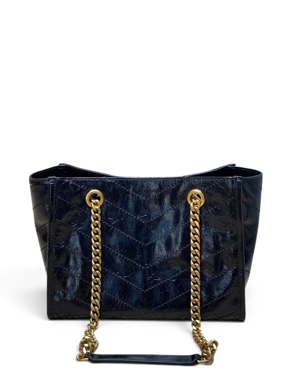 Saint Laurent Niki Small Shopping Bag in Black Waxed calfskin Leather - Detail View 3