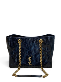 Niki Small Shopping Bag in Black Waxed calfskin Leather