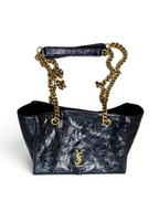 Saint Laurent Niki Small Shopping Bag in Black Waxed calfskin Leather - Detail View 5