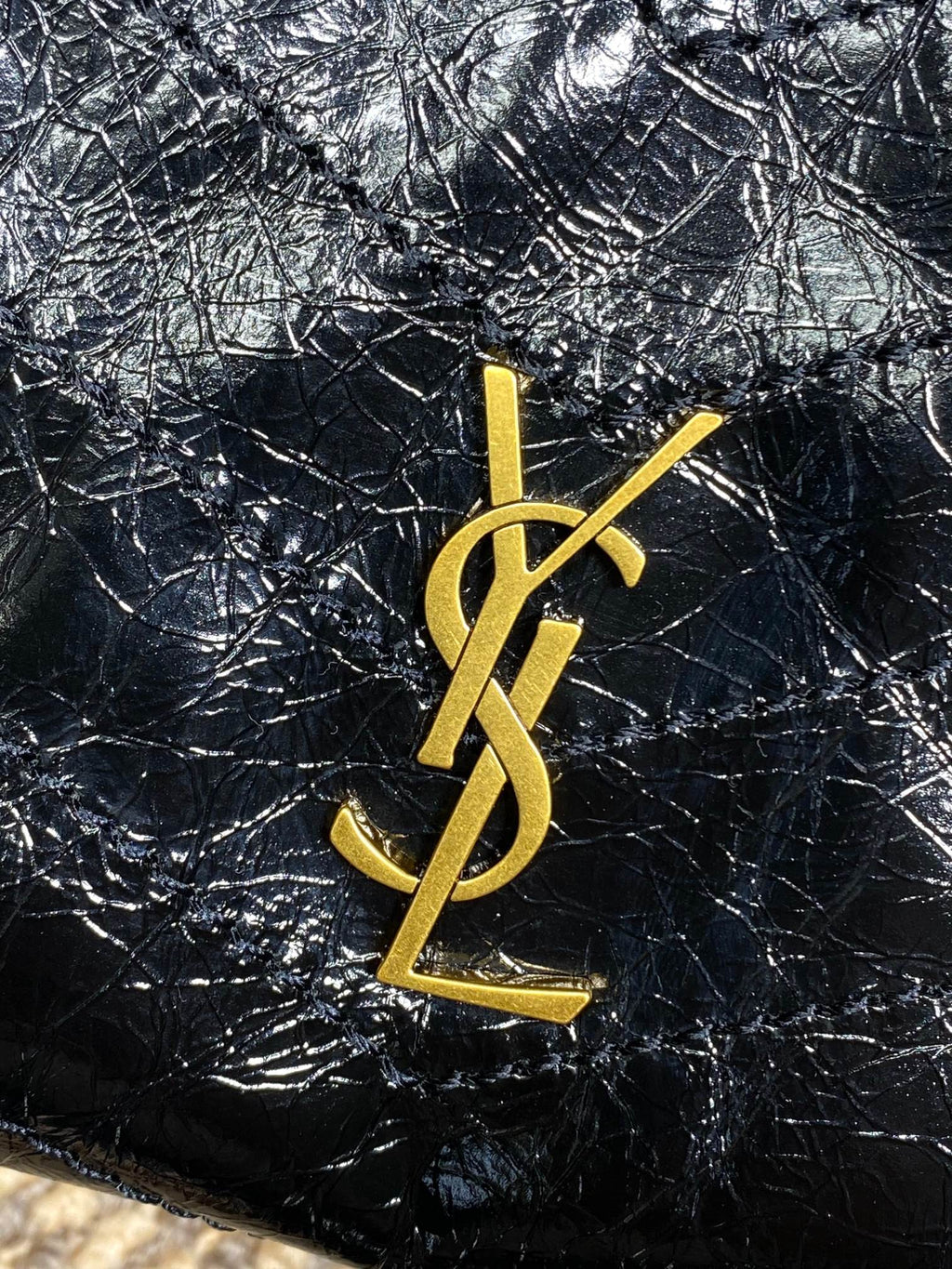 Saint Laurent Niki Small Shopping Bag in Black Waxed calfskin Leather - Detail View 6