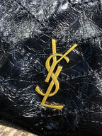 Saint Laurent Niki Small Shopping Bag in Black Waxed calfskin Leather - Detail View 6