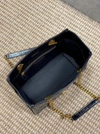 Saint Laurent Niki Small Shopping Bag in Black Waxed calfskin Leather - Detail View 8