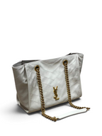 Saint Laurent Niki Small Shopping Bag in Ivory Waxed calfskin Leather - Detail View 2