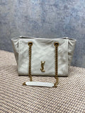 Saint Laurent Niki Small Shopping Bag in Ivory Waxed calfskin Leather - Front View