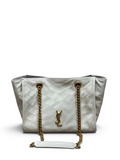 Saint Laurent Niki Small Shopping Bag in Ivory Waxed calfskin Leather - Front View