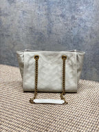 Saint Laurent Niki Small Shopping Bag in Ivory Waxed calfskin Leather - Detail View 3