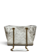 Saint Laurent Niki Small Shopping Bag in Ivory Waxed calfskin Leather - Detail View 3