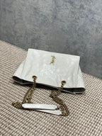 Saint Laurent Niki Small Shopping Bag in Ivory Waxed calfskin Leather - Detail View 5
