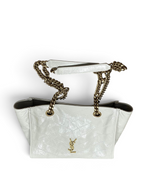 Saint Laurent Niki Small Shopping Bag in Ivory Waxed calfskin Leather - Detail View 5