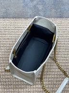 Saint Laurent Niki Small Shopping Bag in Ivory Waxed calfskin Leather - Detail View 8
