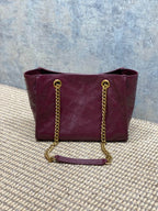 Saint Laurent Niki Small Shopping Bag in Burgundy Waxed calfskin Leather - Detail View 3