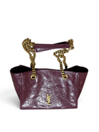 Saint Laurent Niki Small Shopping Bag in Burgundy Waxed calfskin Leather - Detail View 5