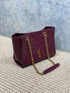 Saint Laurent Niki Small Shopping Bag in Burgundy Waxed calfskin Leather - Detail View 2