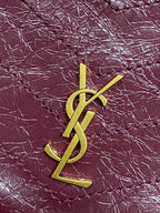 Saint Laurent Niki Small Shopping Bag in Burgundy Waxed calfskin Leather - Detail View 6