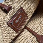 Small Crochet And Leather Bucket Bag - Beige/Brandy - View 9