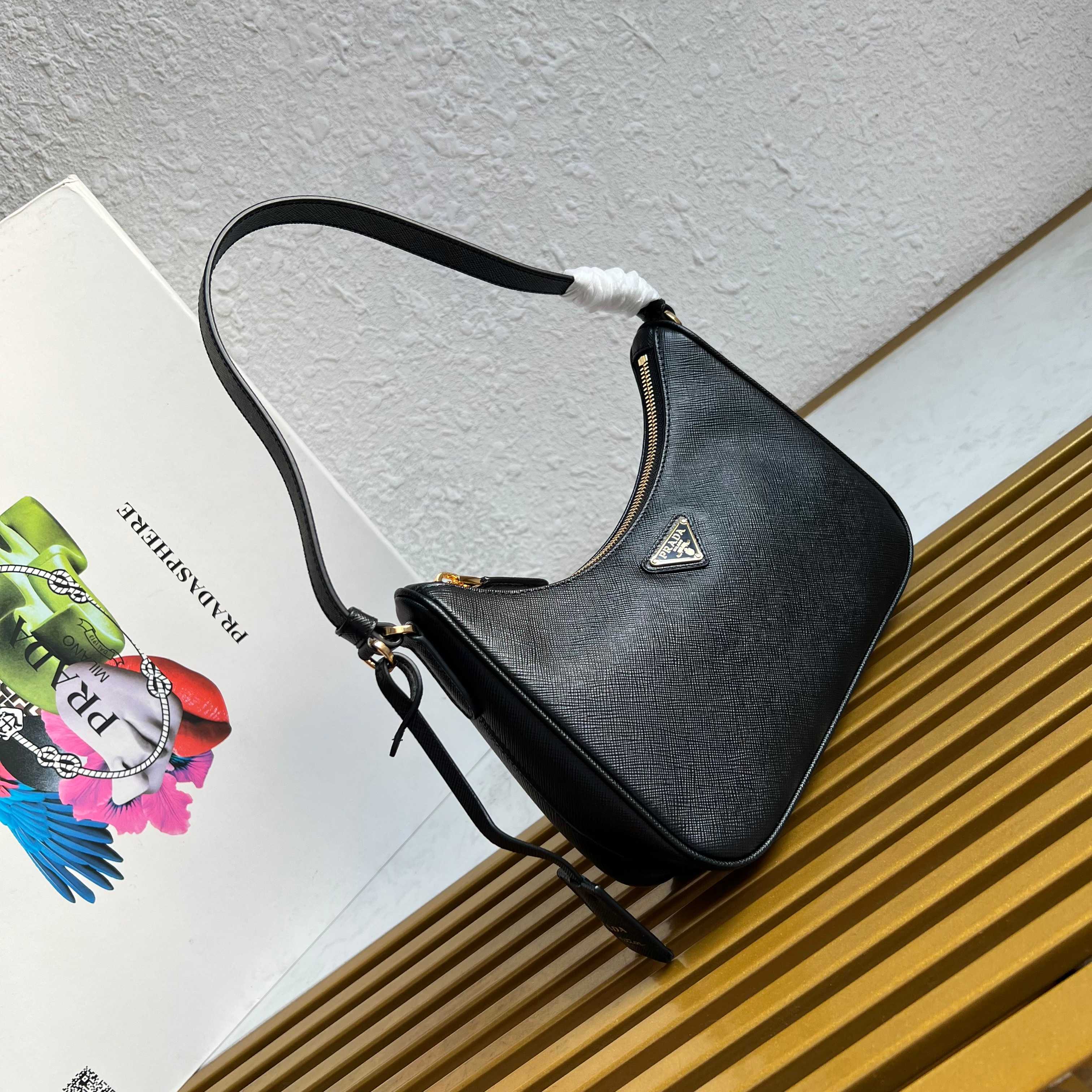 Re-Edition 2005 Saffiano Leather Mini Bag - Black - View 3