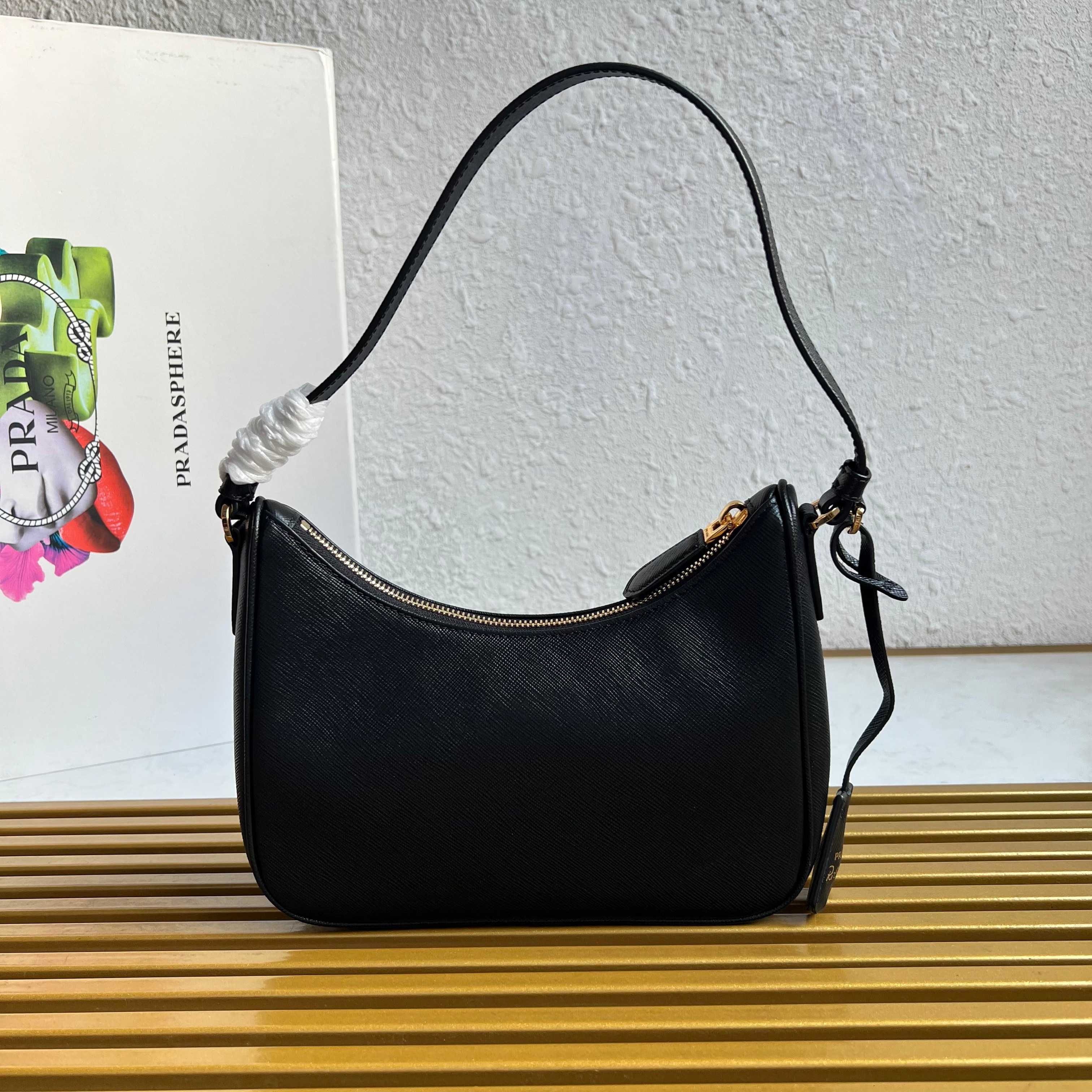 Re-Edition 2005 Saffiano Leather Mini Bag - Black - View 6