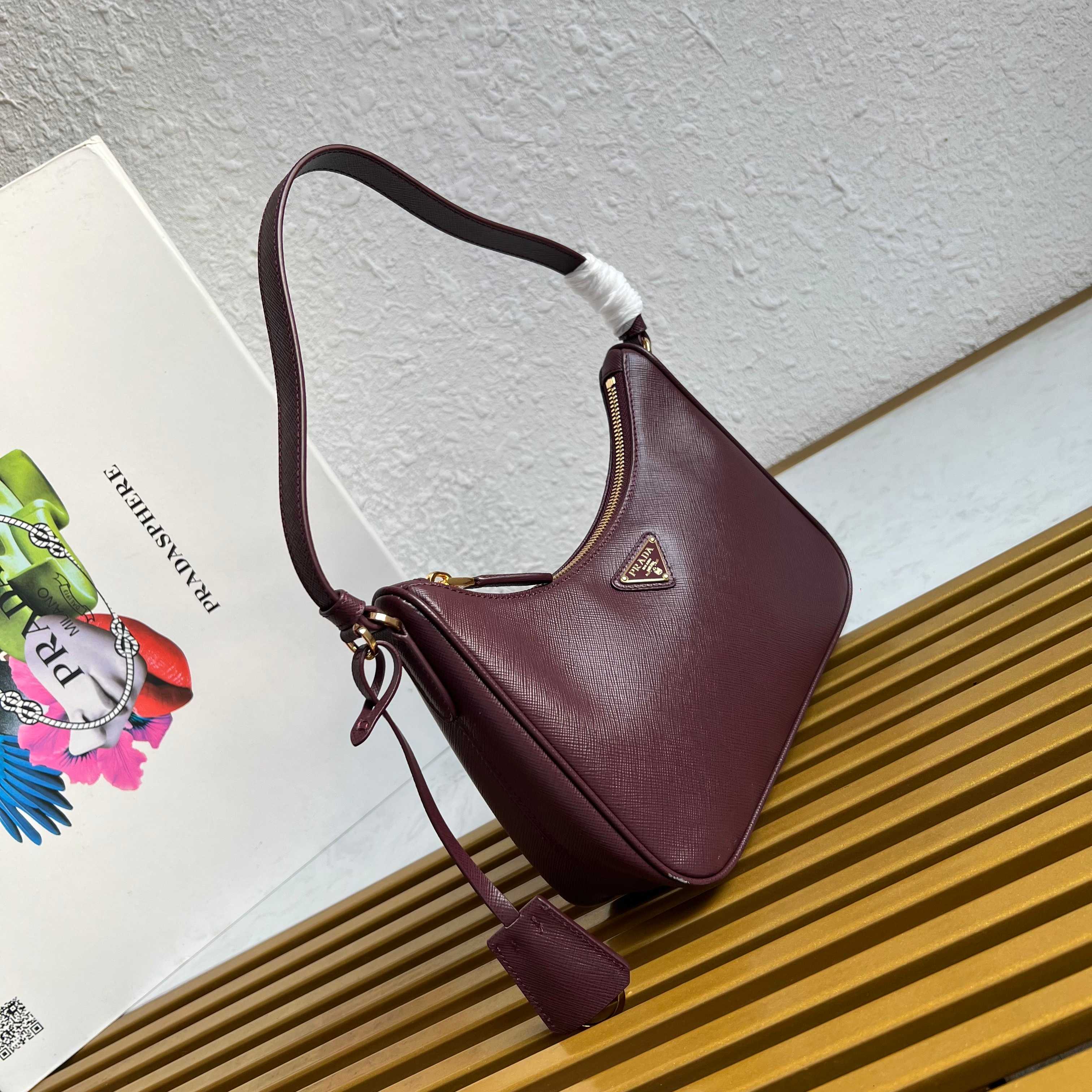 Re-Edition 2005 Saffiano Leather Mini Bag - Burgundy - View 2