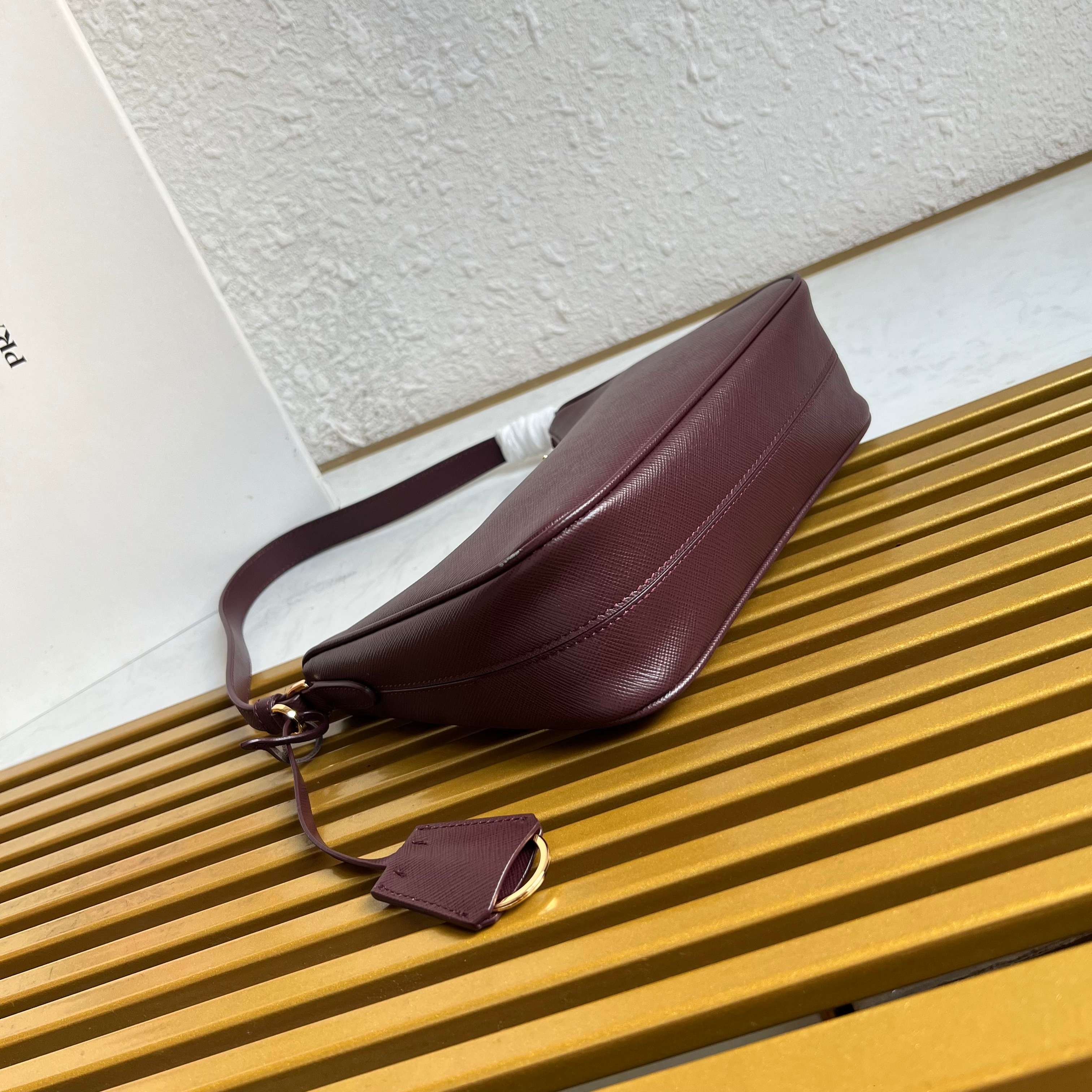 Re-Edition 2005 Saffiano Leather Mini Bag - Burgundy - View 3
