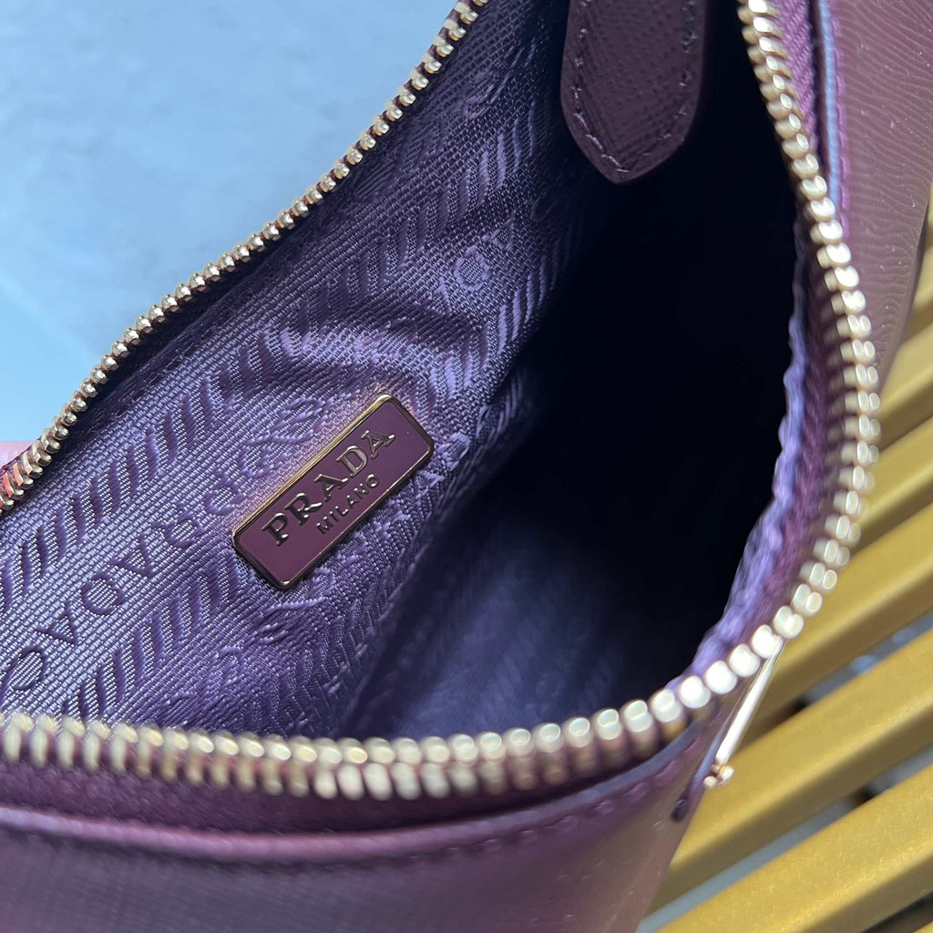 Re-Edition 2005 Saffiano Leather Mini Bag - Burgundy - View 9