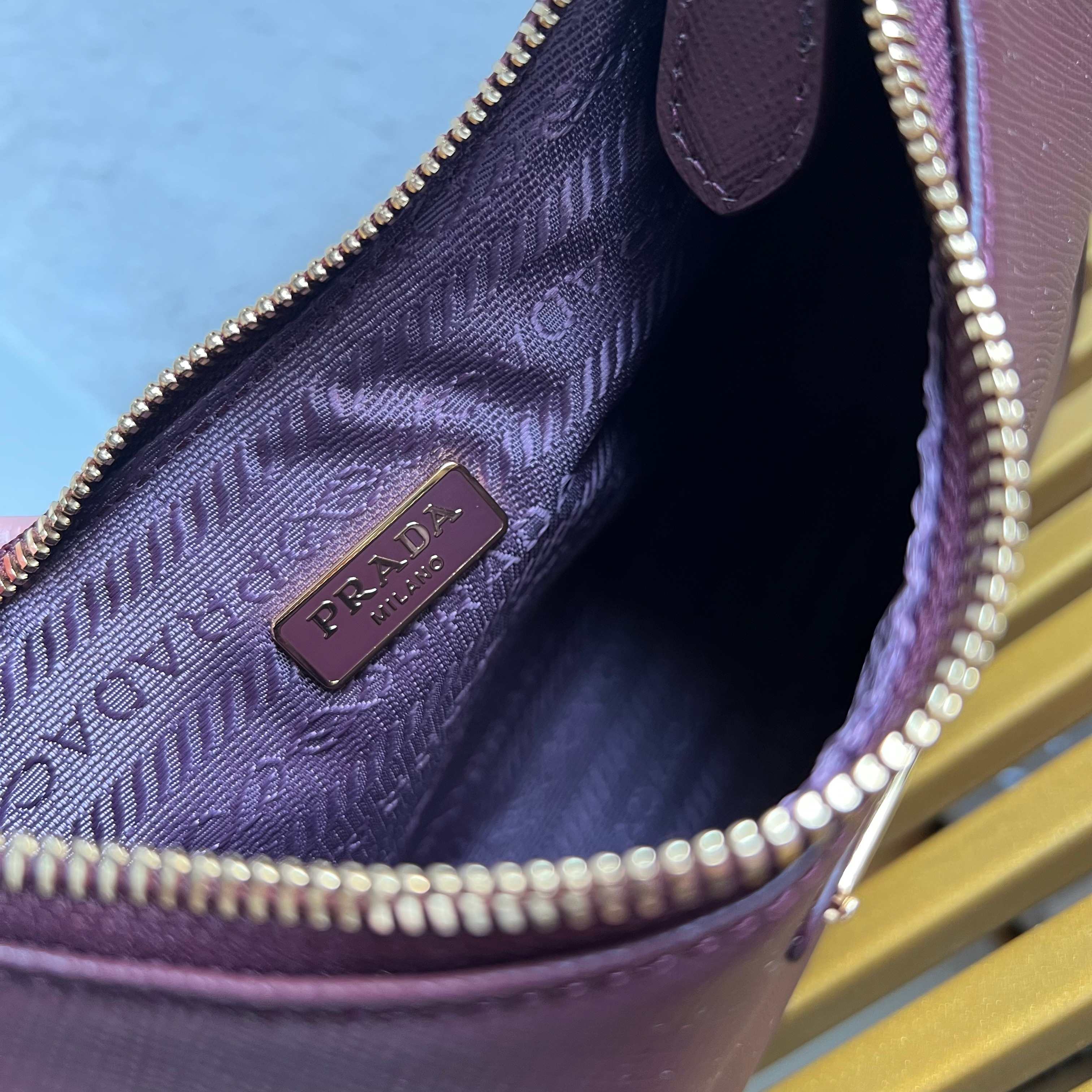 Re-Edition 2005 Saffiano Leather Mini Bag - Burgundy - View 9