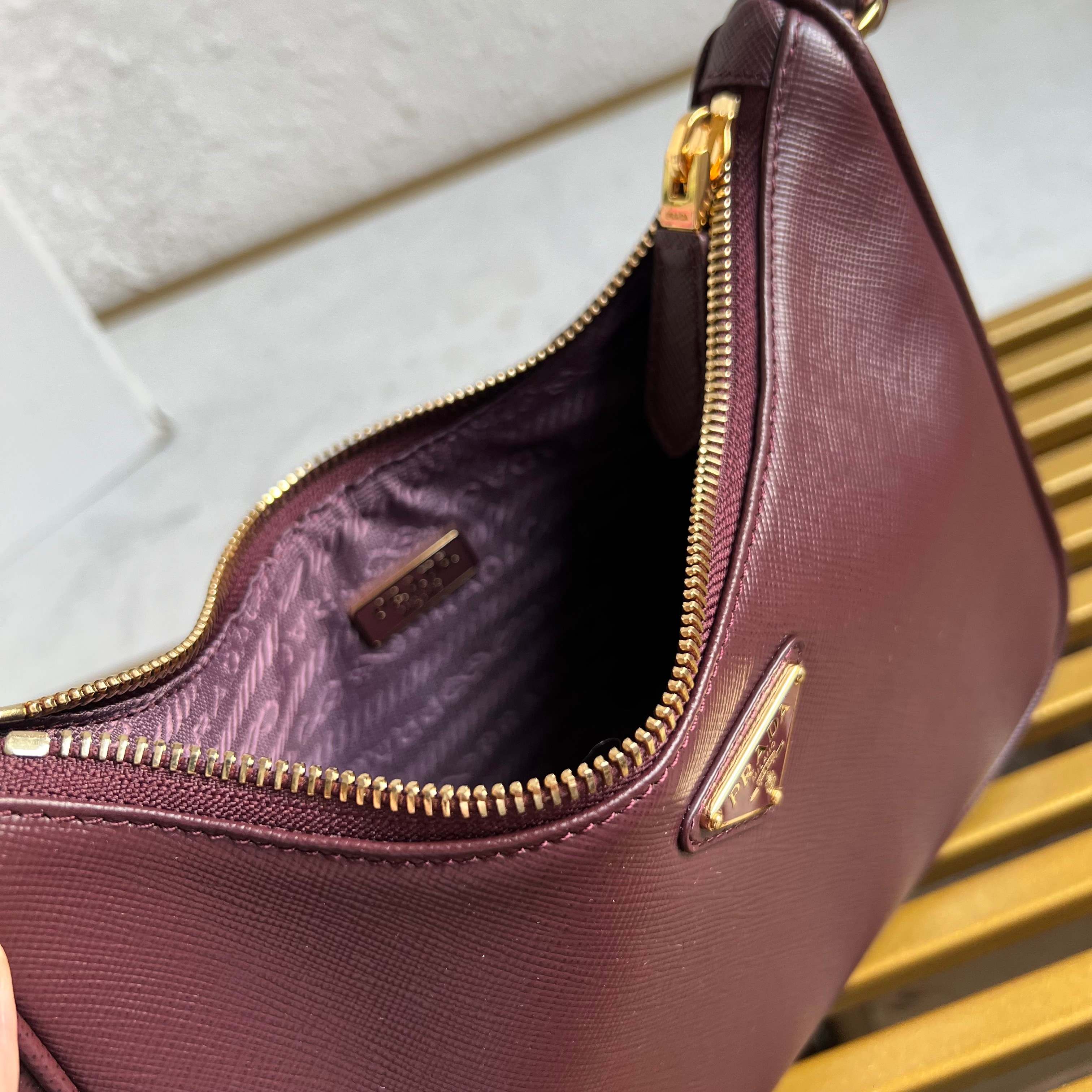 Re-Edition 2005 Saffiano Leather Mini Bag - Burgundy - View 8