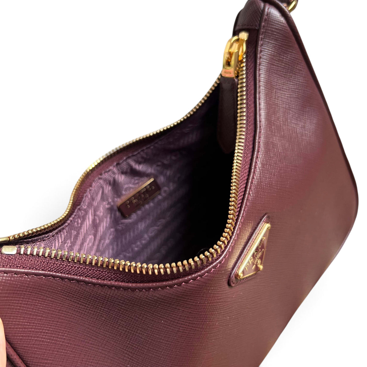 Re-Edition 2005 Saffiano Leather Mini Bag - Burgundy - View 8