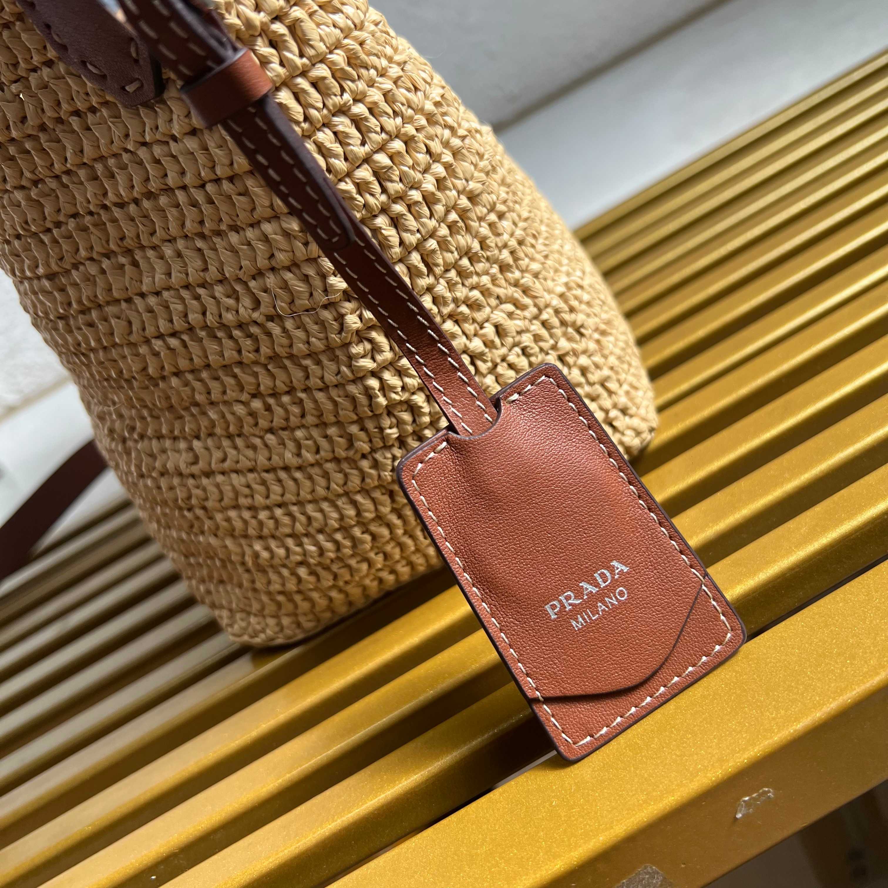 Small Crochet And Leather Bucket Bag - Beige/Brandy - View 7