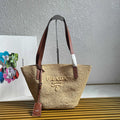 Medium Crochet And Leather Tote Bag - Beige/Brandy - View 1