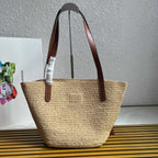 Medium Crochet And Leather Tote Bag - Beige/Brandy - View 5