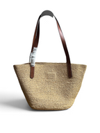 Medium Crochet And Leather Tote Bag - Beige/Brandy - View 5