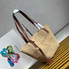Medium Crochet And Leather Tote Bag - Beige/Brandy - View 2
