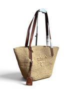 Medium Crochet And Leather Tote Bag - Beige/Brandy - View 2